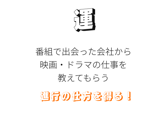 運。番組で出会った会社から映画・ドラマの仕事を教えてもらう